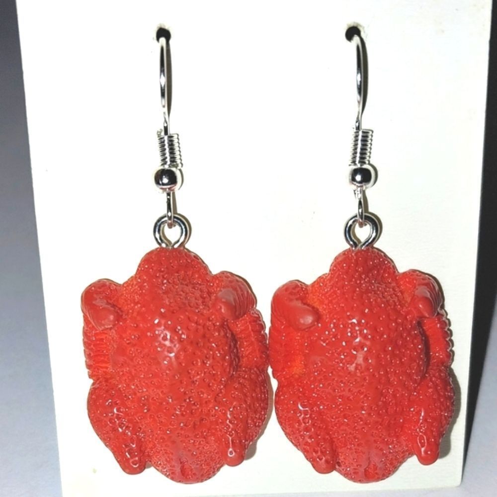 Fun whole fried chicken earrings for women